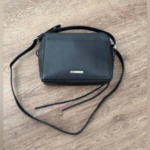 Rebecca Minkoff black pebbled leather zipper crossbody bag